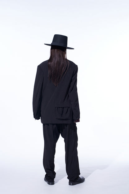 CREPE de CHINE SHIRRING POCKETS TAPERED PANTS