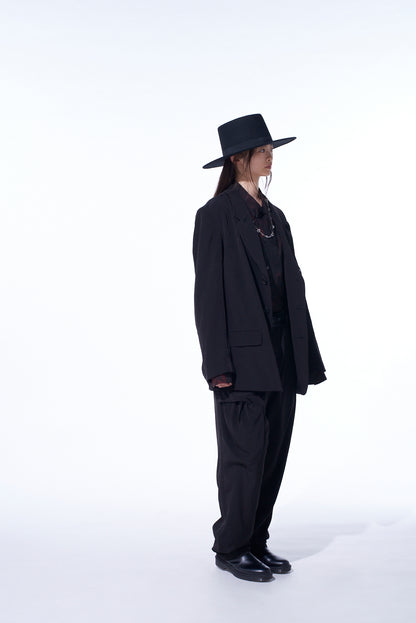 CREPE de CHINE SHIRRING POCKETS TAPERED PANTS