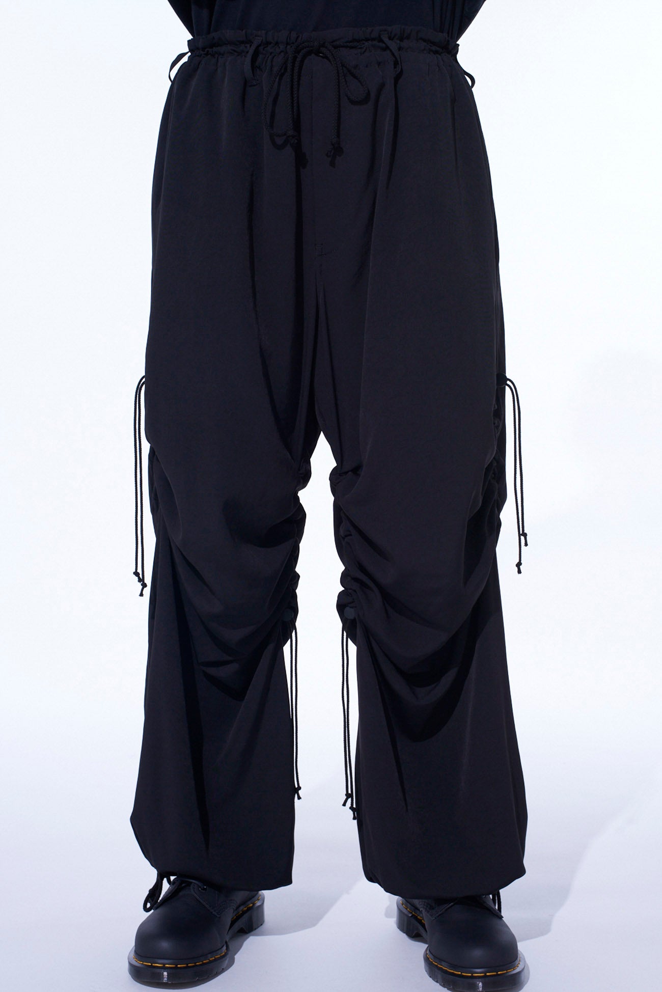 CREPE de CHINE SHIRRING WIDE PANTS