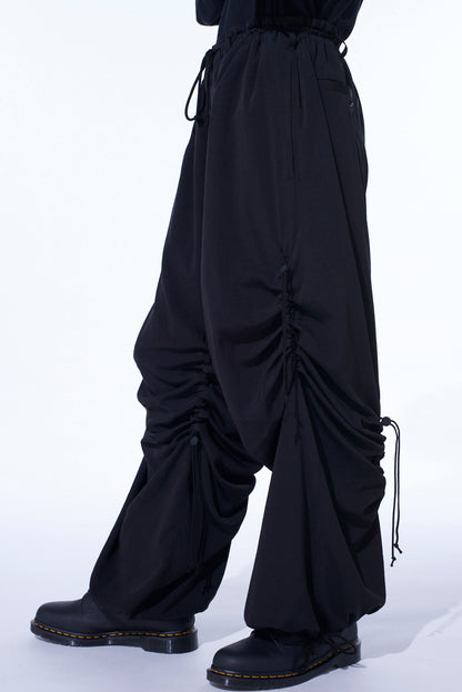 CREPE de CHINE SHIRRING WIDE PANTS