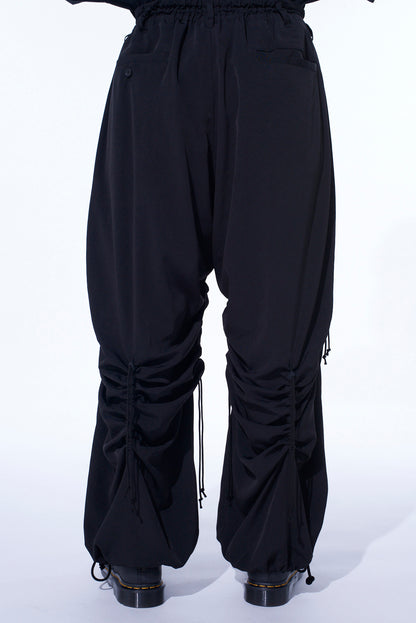 CREPE de CHINE SHIRRING WIDE PANTS