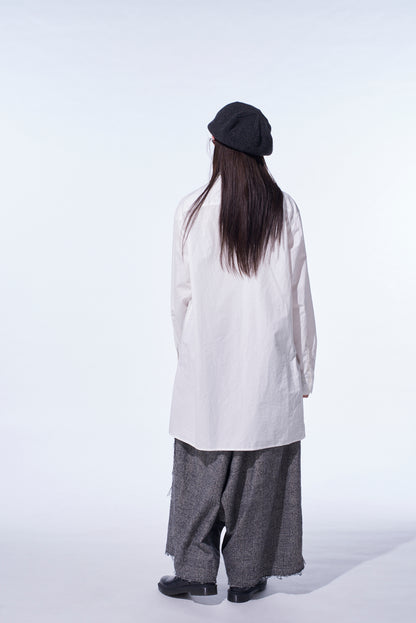 GLEN CHECK RAW EDGE WIDE SAROUEL PANTS