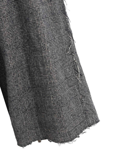 GLEN CHECK RAW EDGE WIDE SAROUEL PANTS