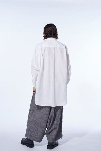 GLEN CHECK RAW EDGE WIDE SAROUEL PANTS