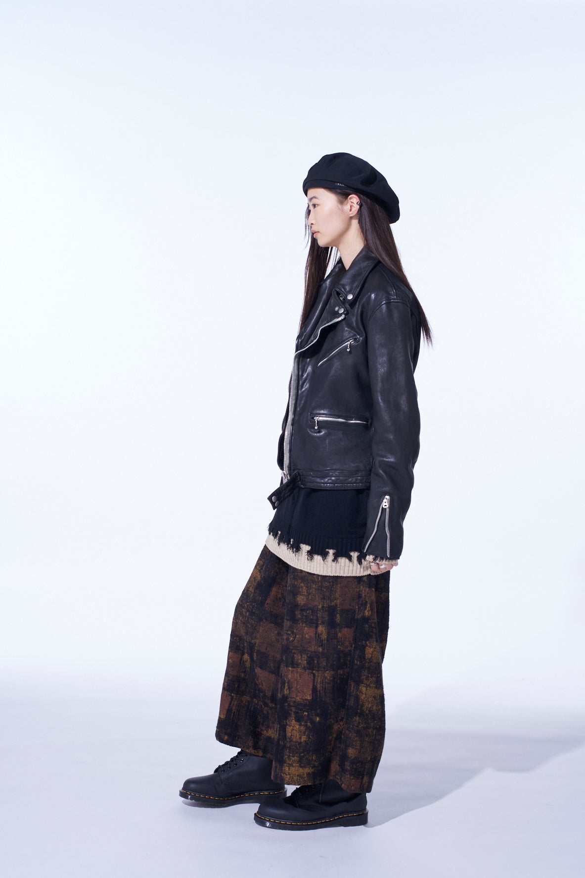 CHECK JACQUARD WIDE SAROUEL PANTS