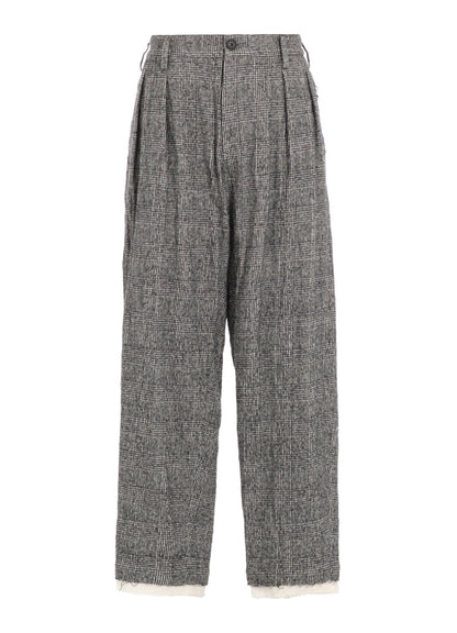 GLEN CHECK CUT-OUT HEM PANTS