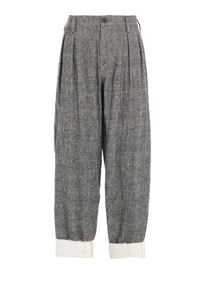GLEN CHECK CUT-OUT HEM PANTS