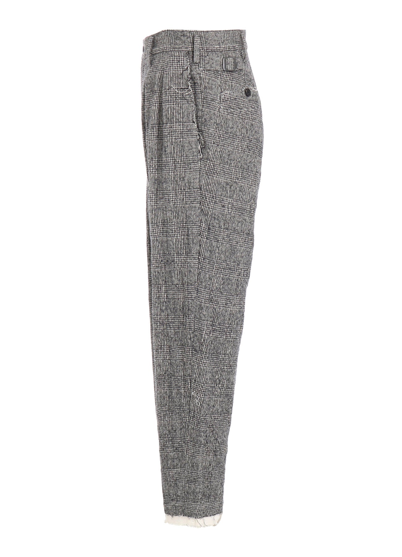 GLEN CHECK CUT-OUT HEM PANTS