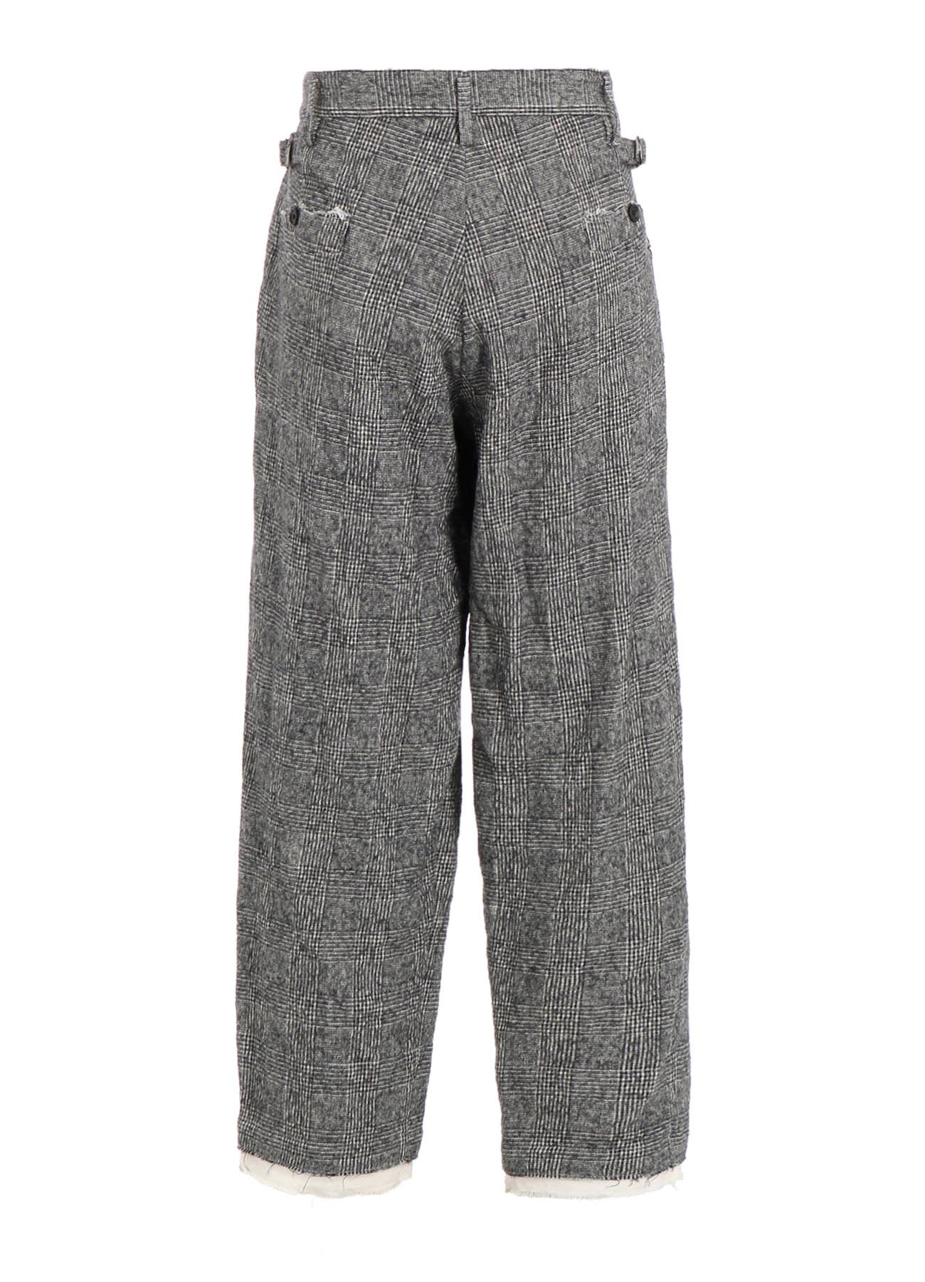 GLEN CHECK CUT-OUT HEM PANTS