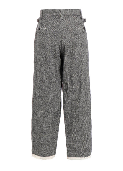 GLEN CHECK CUT-OUT HEM PANTS