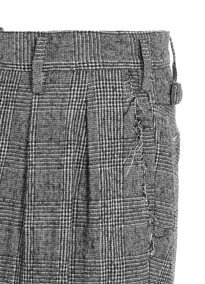 GLEN CHECK CUT-OUT HEM PANTS