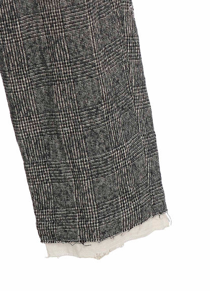 GLEN CHECK CUT-OUT HEM PANTS