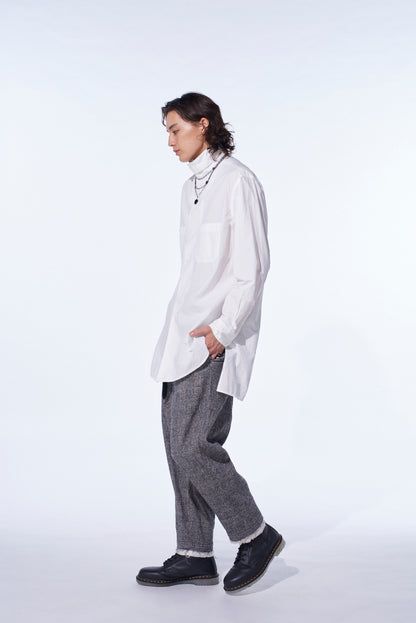 GLEN CHECK CUT-OUT HEM PANTS