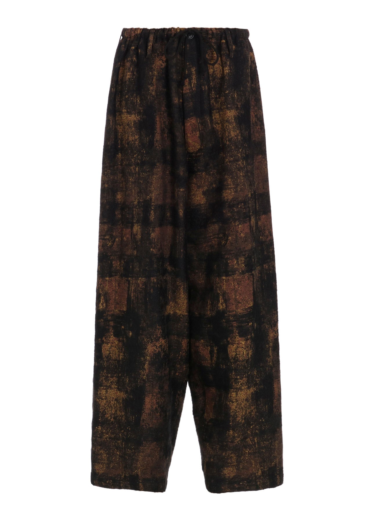 CHECK JACQUARD WAIST-STRING WIDE PANTS