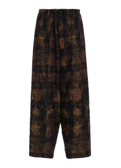CHECK JACQUARD WAIST-STRING WIDE PANTS