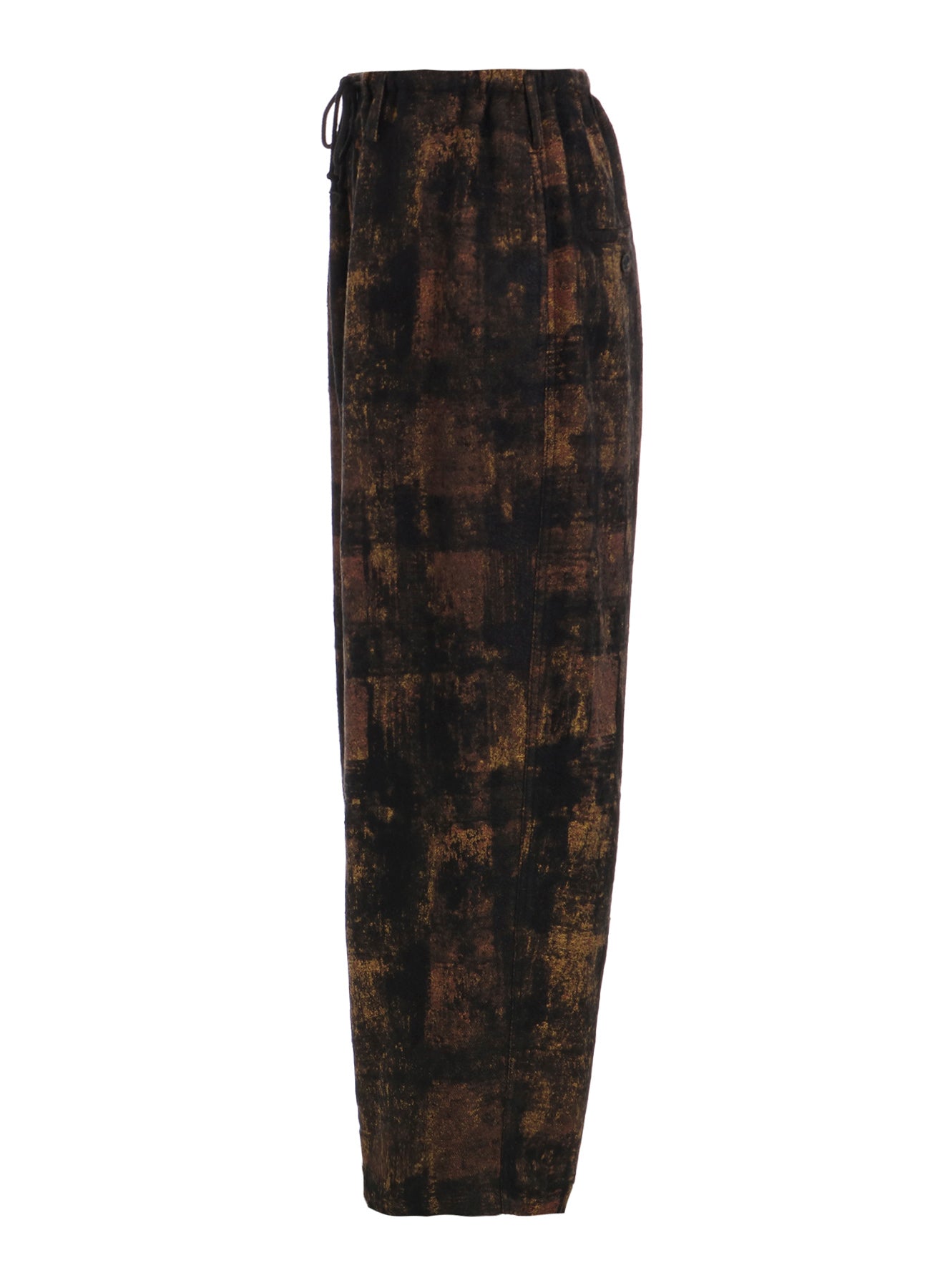 CHECK JACQUARD WAIST-STRING WIDE PANTS