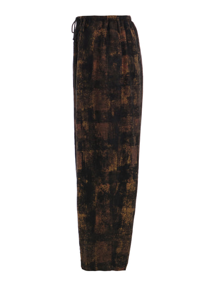 CHECK JACQUARD WAIST-STRING WIDE PANTS