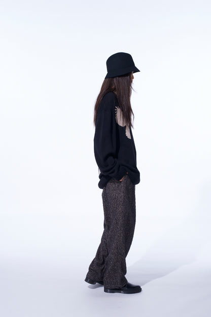BRUSHED TWILL NEEDLE PUNCH TAPERED PANTS