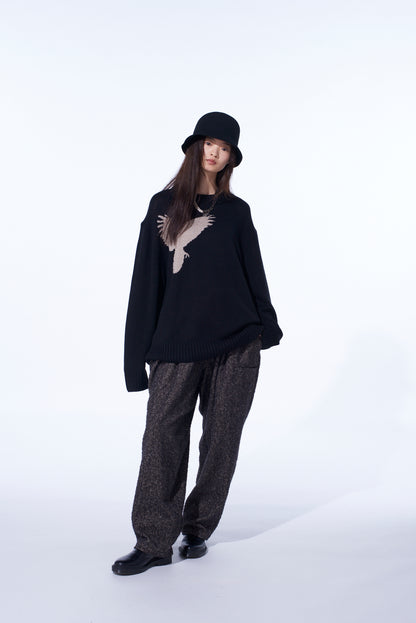 BRUSHED TWILL NEEDLE PUNCH TAPERED PANTS