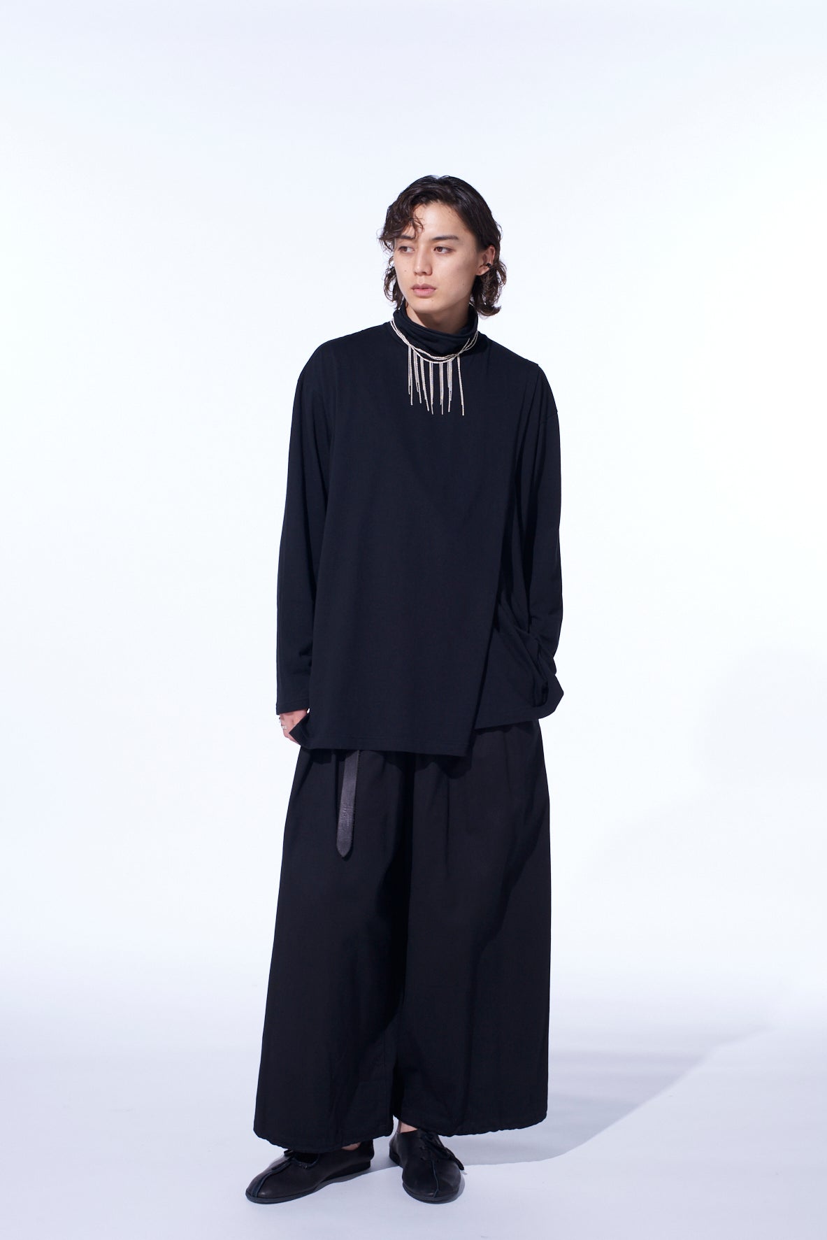 30/COTTON JERSEY LAYERED FRONT TURTLENECK LONG T-SHIRT