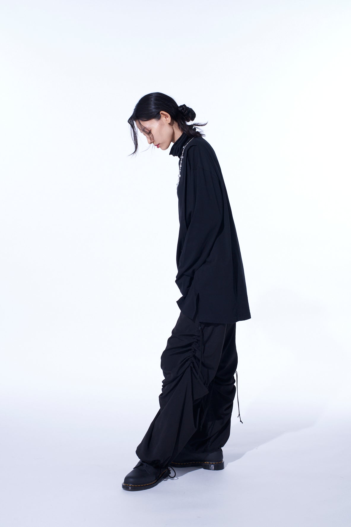 30/COTTON JERSEY LAYERED FRONT TURTLENECK LONG T-SHIRT