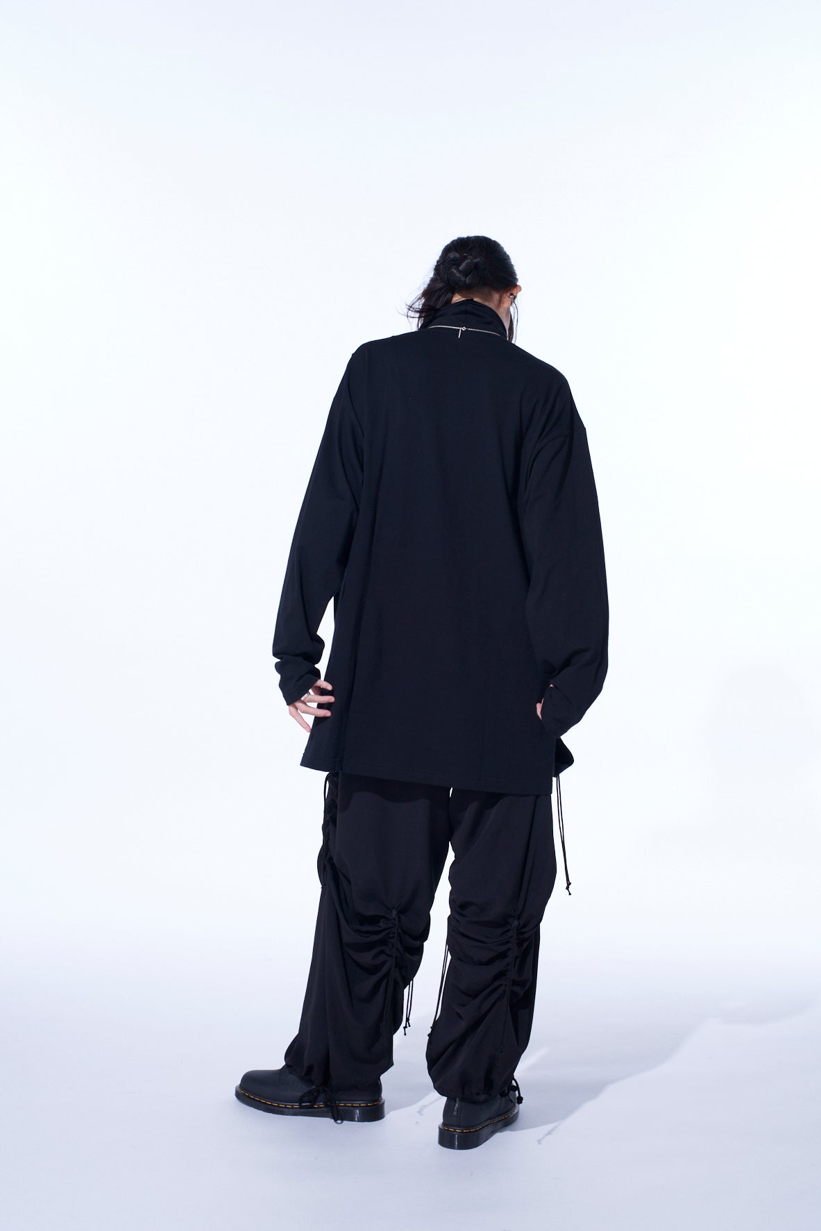 30/COTTON JERSEY LAYERED FRONT TURTLENECK LONG T-SHIRT