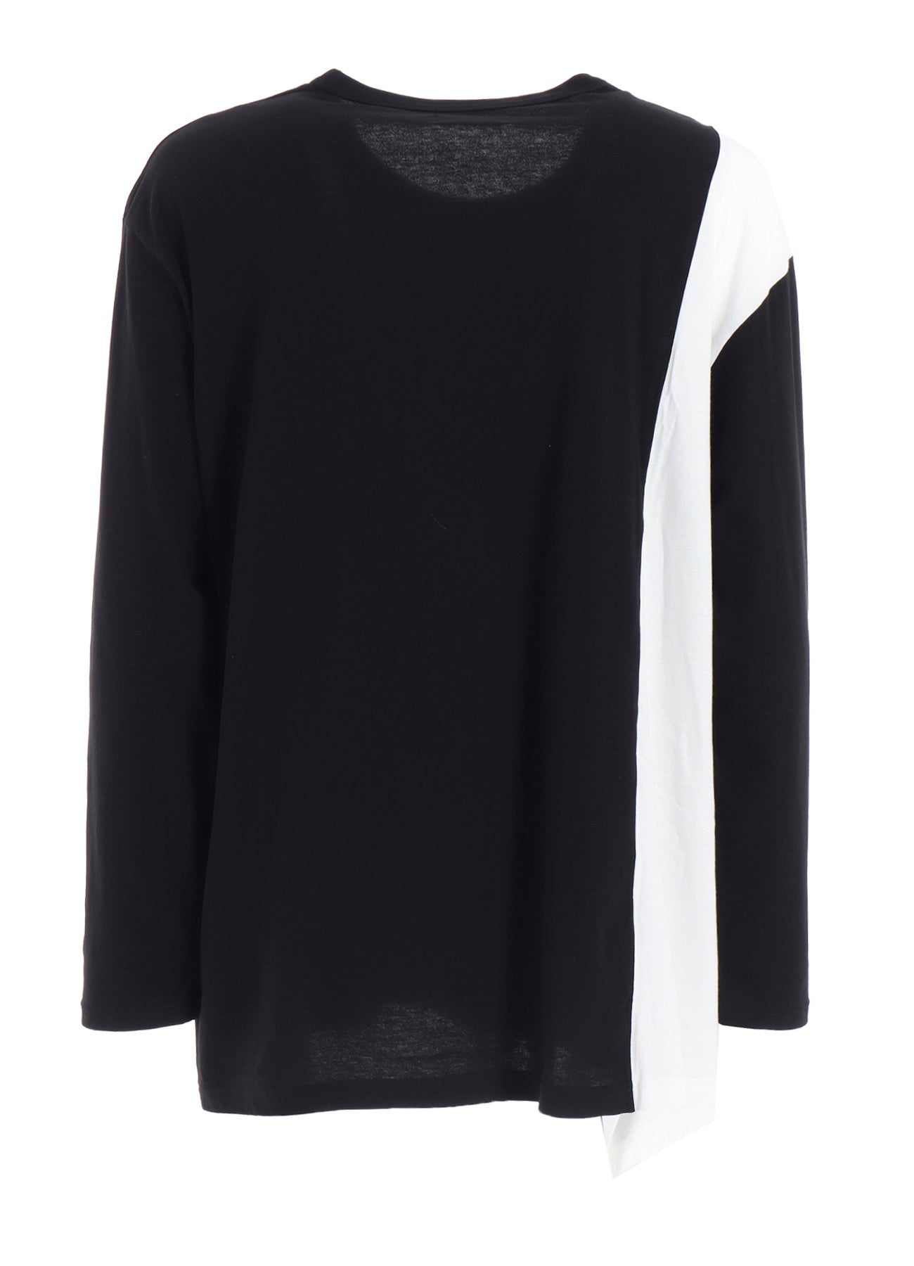 COTTON JERSEY FABRIC SWITCH L/S DRAPED T-SHIRT