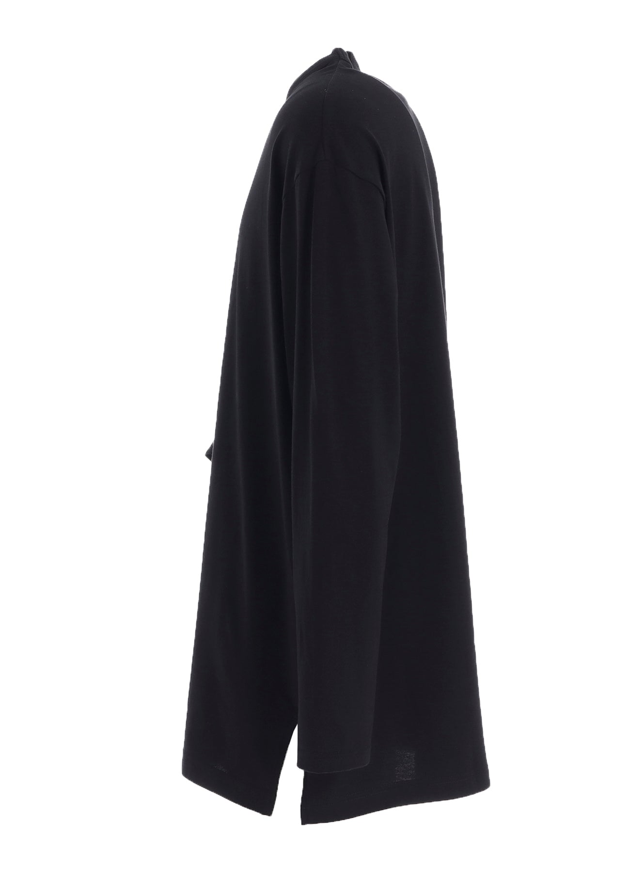 COTTON JERSEY FABRIC SWITCH L/S DRAPED T-SHIRT
