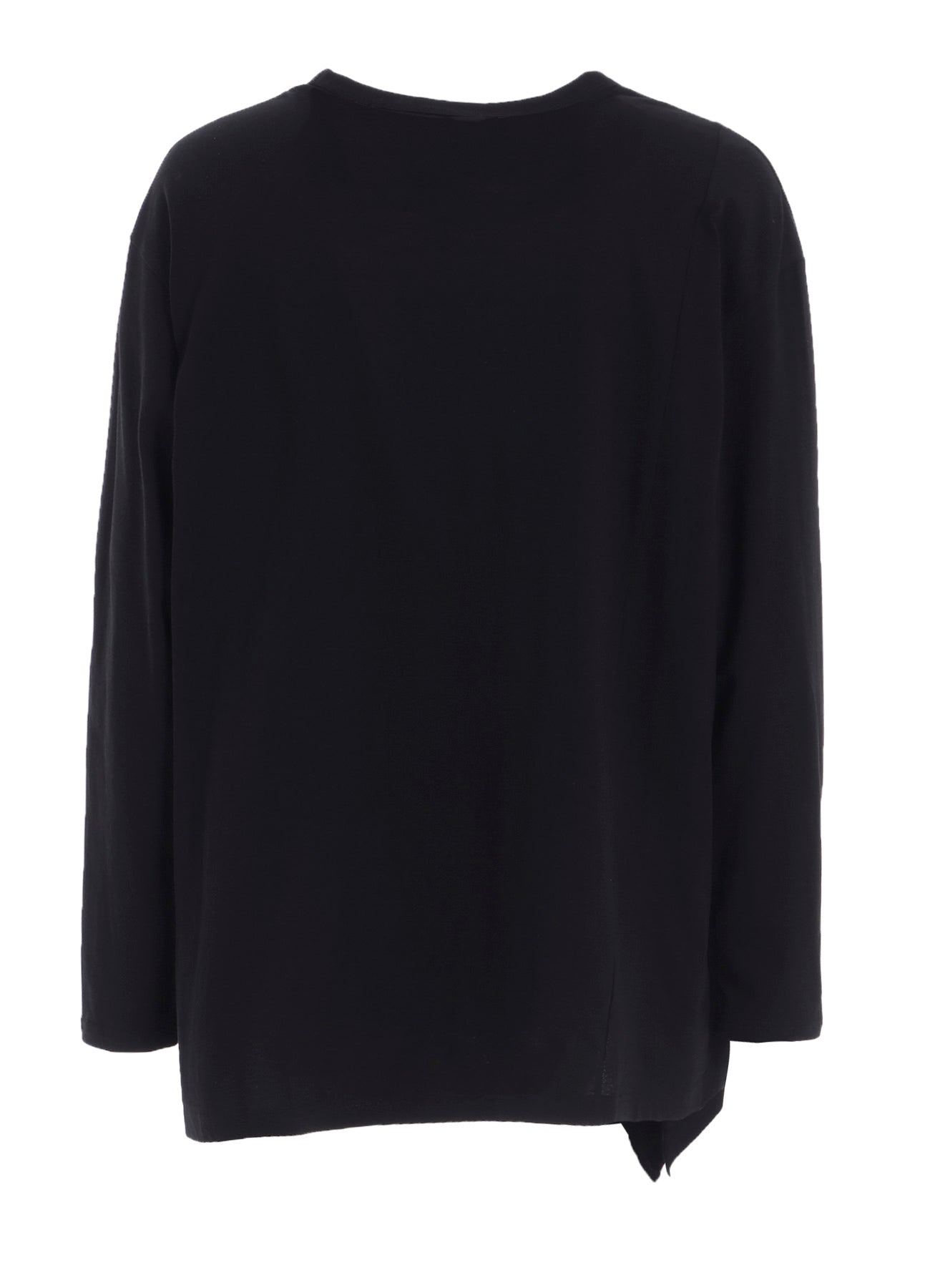 COTTON JERSEY FABRIC SWITCH L/S DRAPED T-SHIRT