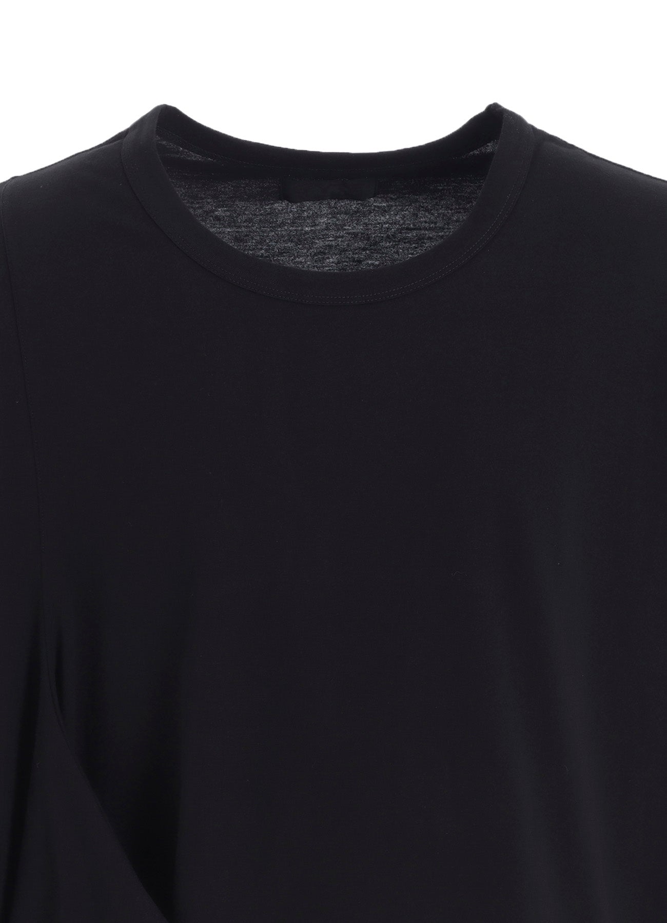 COTTON JERSEY FABRIC SWITCH L/S DRAPED T-SHIRT