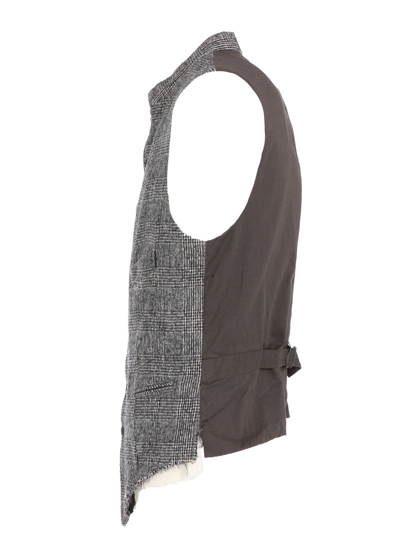 GLEN CHECK CUT-OUT HEM STAND COLLAR VEST
