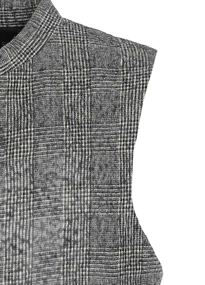 GLEN CHECK CUT-OUT HEM STAND COLLAR VEST