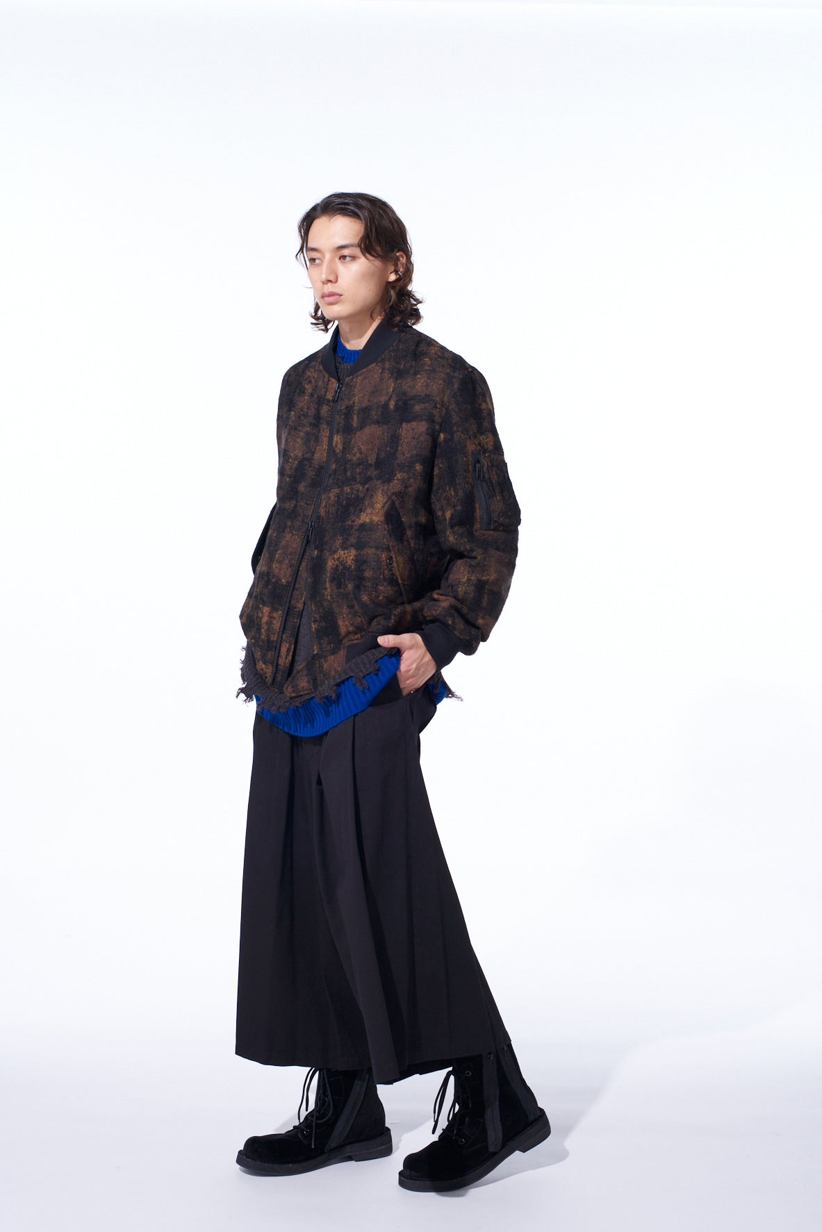 CHECK JACQUARD BOMBER JACKET