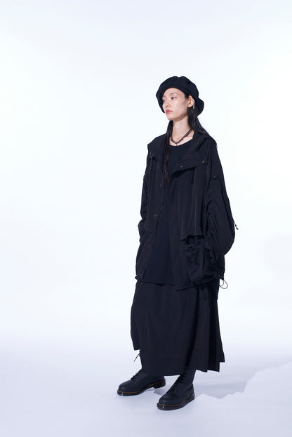 CREPE de CHINE SHIRRING MOUNTAIN PARKA