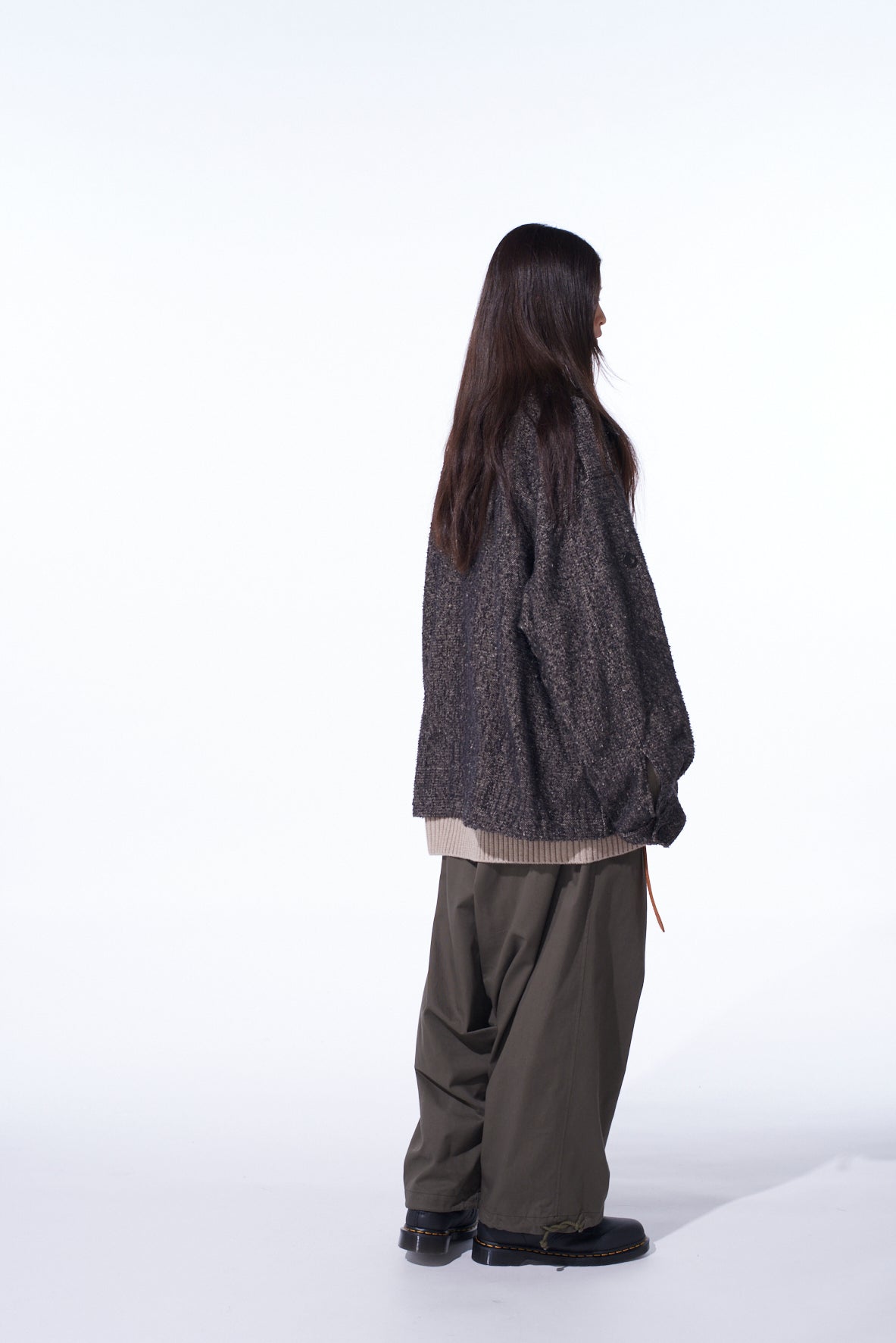 BRUSHED TWILL NEEDLE PUNCH EPAULETTE OVERSIZED BLOUSON