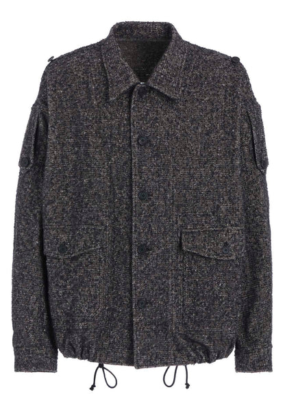 BRUSHED TWILL NEEDLE PUNCH EPAULETTE OVERSIZED BLOUSON