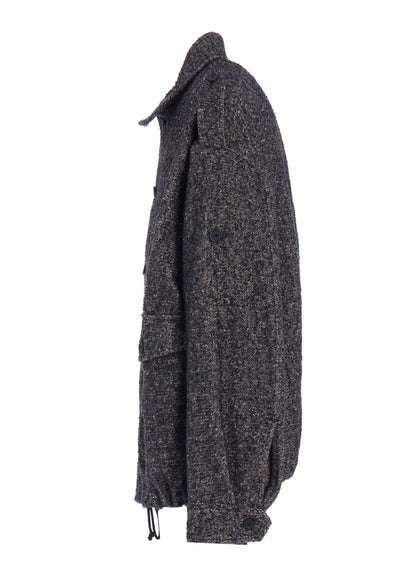 BRUSHED TWILL NEEDLE PUNCH EPAULETTE OVERSIZED BLOUSON