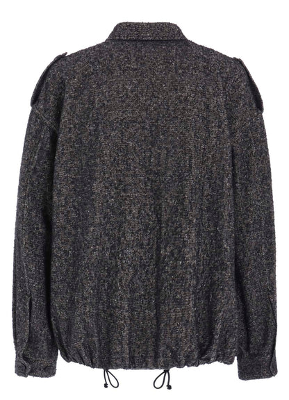 BRUSHED TWILL NEEDLE PUNCH EPAULETTE OVERSIZED BLOUSON