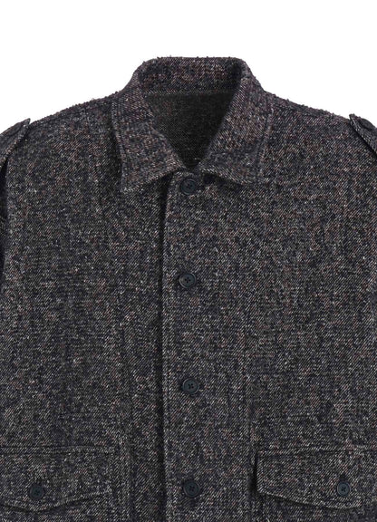 BRUSHED TWILL NEEDLE PUNCH EPAULETTE OVERSIZED BLOUSON