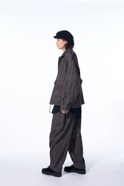 BRUSHED TWILL NEEDLE PUNCH EPAULETTE OVERSIZED BLOUSON