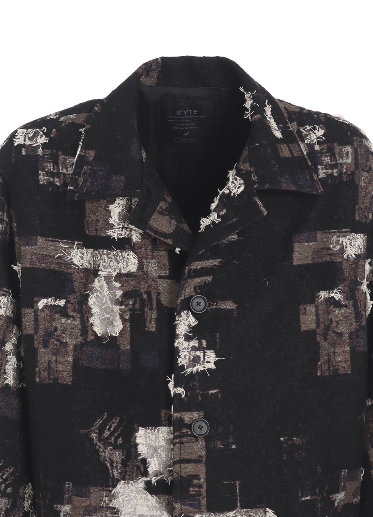 PATCHWORK CUT JACQUARD POCKET HALF COAT
