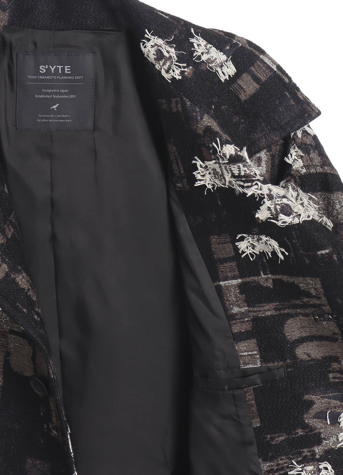 PATCHWORK CUT JACQUARD POCKET HALF COAT