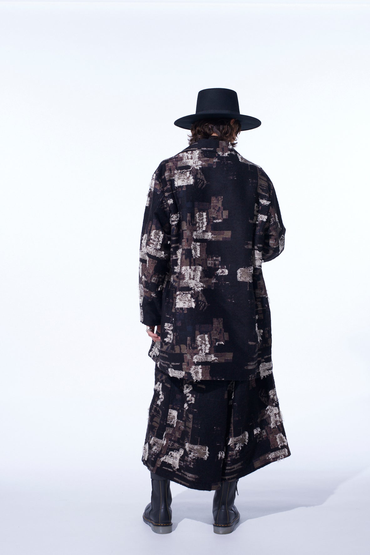 PATCHWORK CUT JACQUARD POCKET HALF COAT