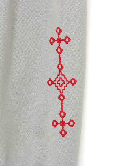 PE/SMOOTH JERSEY GEOMETRIC PATTERN EMBROIDERY SIDE TAPE LINE SAROUEL RIB PANTS