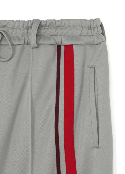 PE/SMOOTH JERSEY GEOMETRIC PATTERN EMBROIDERY TAPE LINE WAIST DRAWSTRING WIDE PANTS