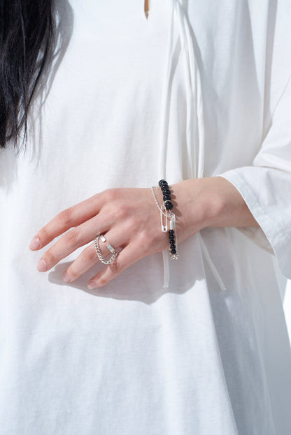 SAFETY PINS ONYX BRACELET