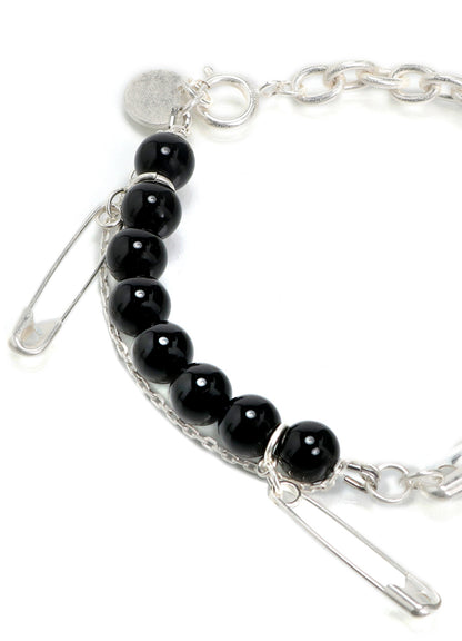 SAFETY PINS ONYX BRACELET