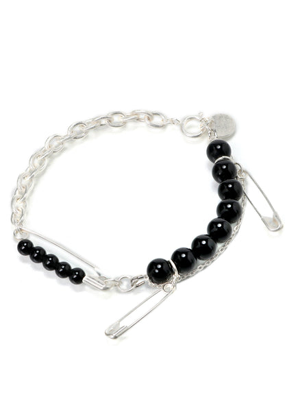 SAFETY PINS ONYX BRACELET