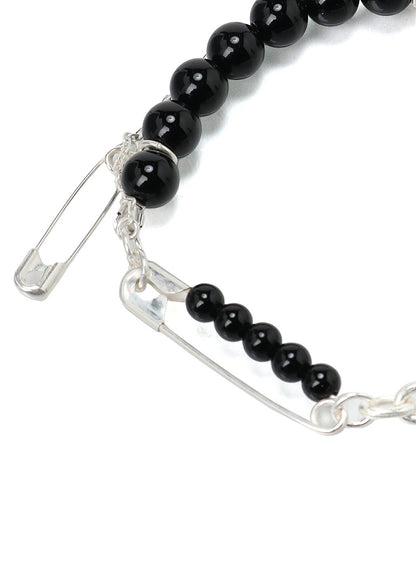 SAFETY PINS ONYX BRACELET