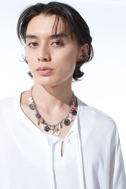 BRASS MULTI-BUTTON 2WAY NECKLACE